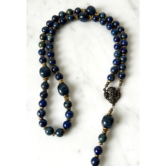 Bella Studios Rosary Lapis Lazuli Beads Bronze Medal and Crucifix Prayer Beads - Picture 4 of 14